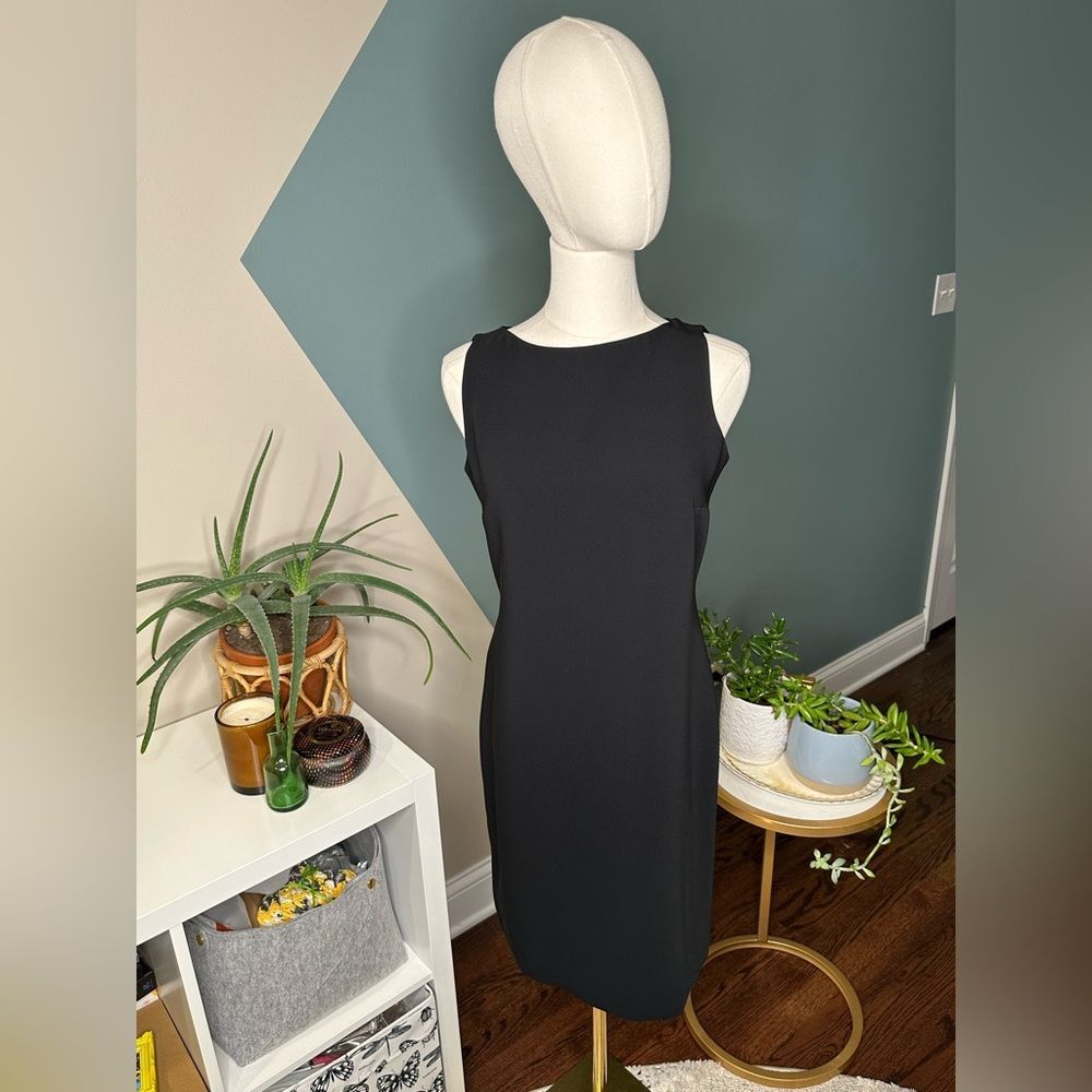 Louben Black Sheath Dress Classic Minimalist Elegant Workwear Evening Size 2P